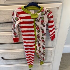 Hanna Andersson Grinch Red and White Striped Onesie with Green Accents